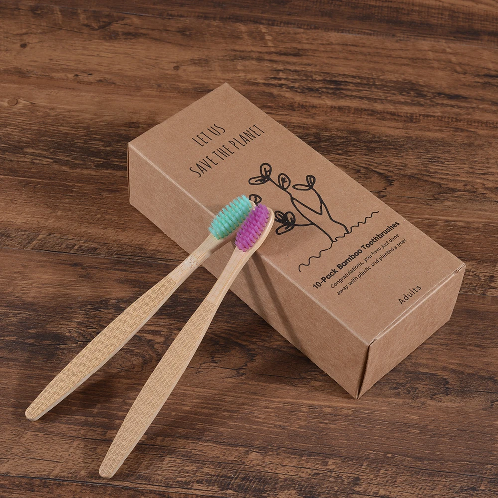 Новая бамбуковая зубная щетка с волнистым узором Экологичная из бамбука мягким