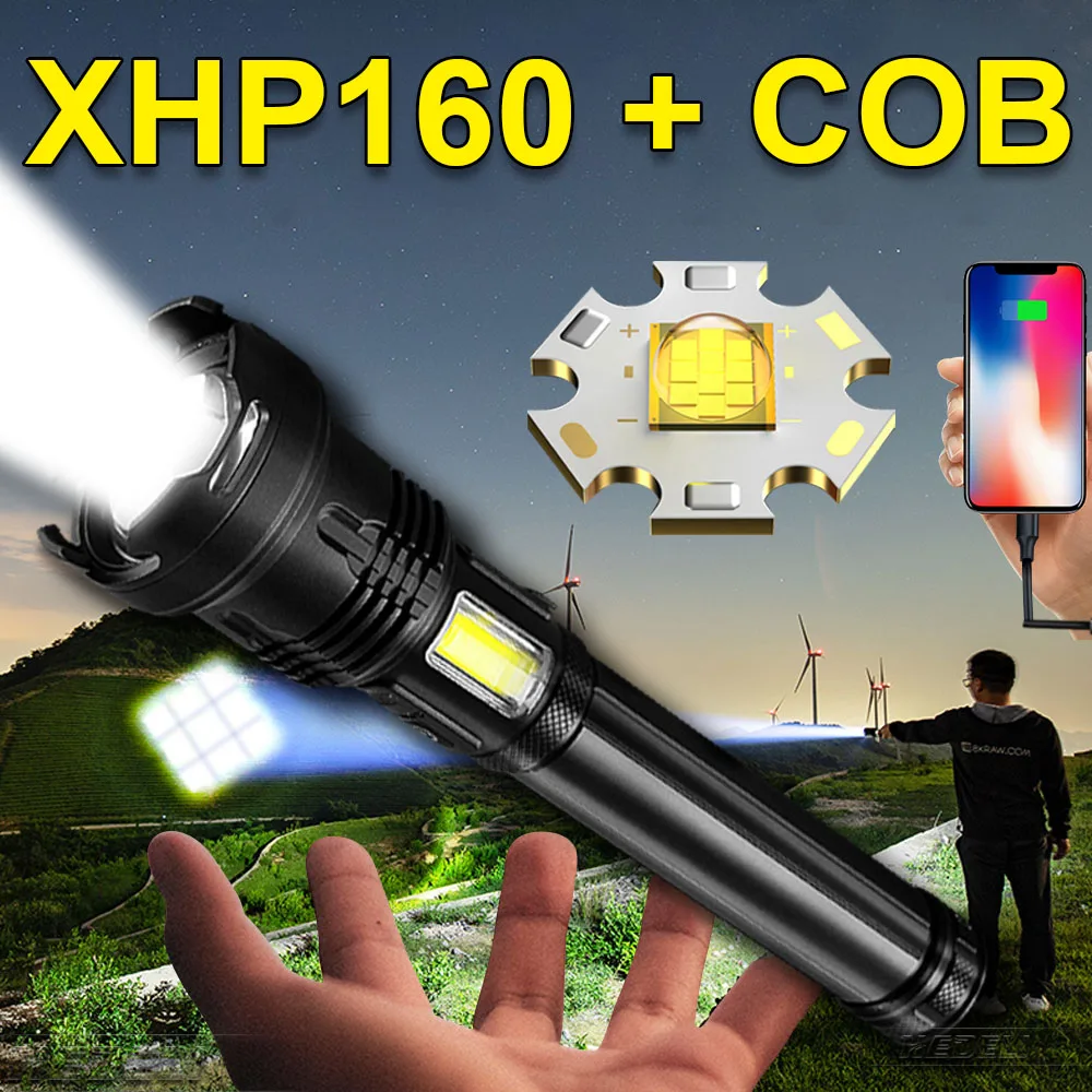 Сверхъяркая светодиодная вспышка XHP160 18650 xhp100 xhp90 охотничий фонарь XHP70 тактическая
