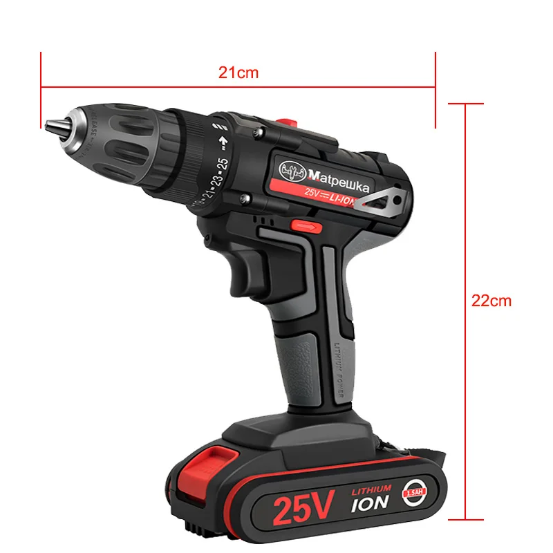 25V electric drill multi-function screwdriver lithium battery charging household tools |