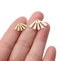 50pcs raw brass fan shaped leaf charms for diy earrings bracelet jewelry findings making handmade jewelry charm accessories