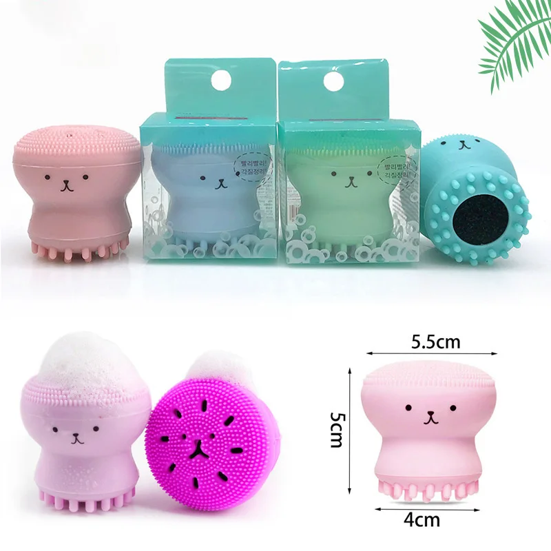 Small Octopus Facial Cleansing Brush Soft Silicone Facial Cleansing Brush Makeup Remover Massage Brush Cleansing Instrument