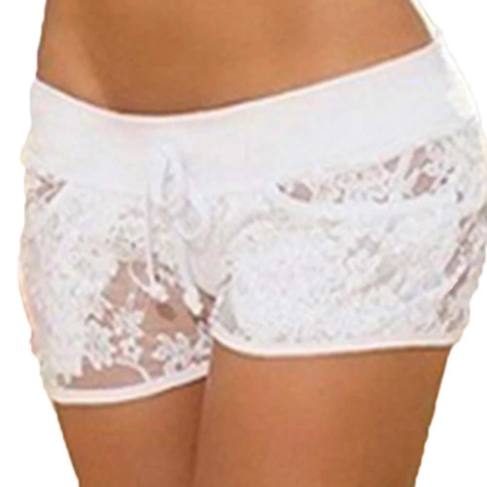 

Sexy Women Leggings Lace See Through Solid Color short pants High Quality Summer Short Low Rise Clubwear Party Pants