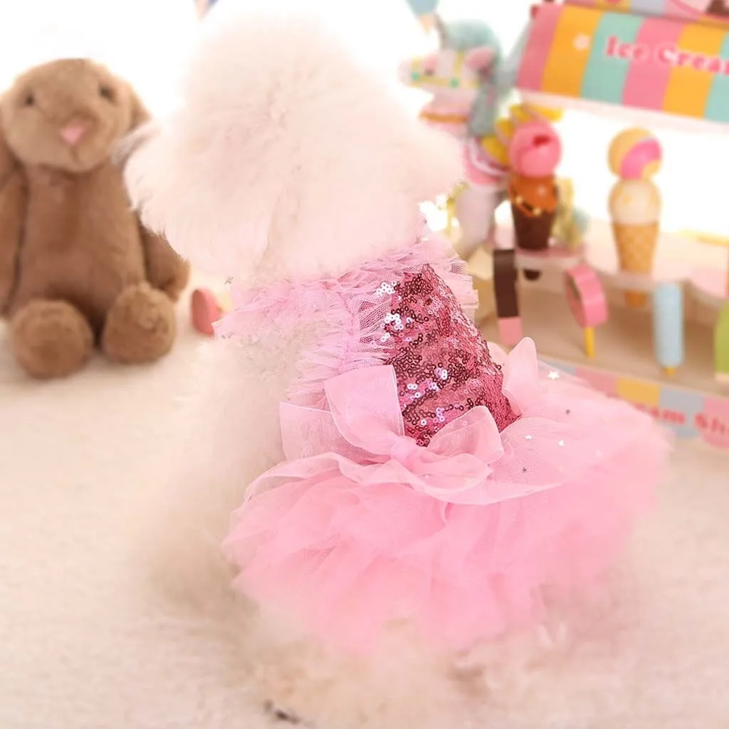 Clothes For Pets Princess skirt With Stuffed Puppy Print with Lace Small Dogs Winter Chihuahua Tshirt Vest |