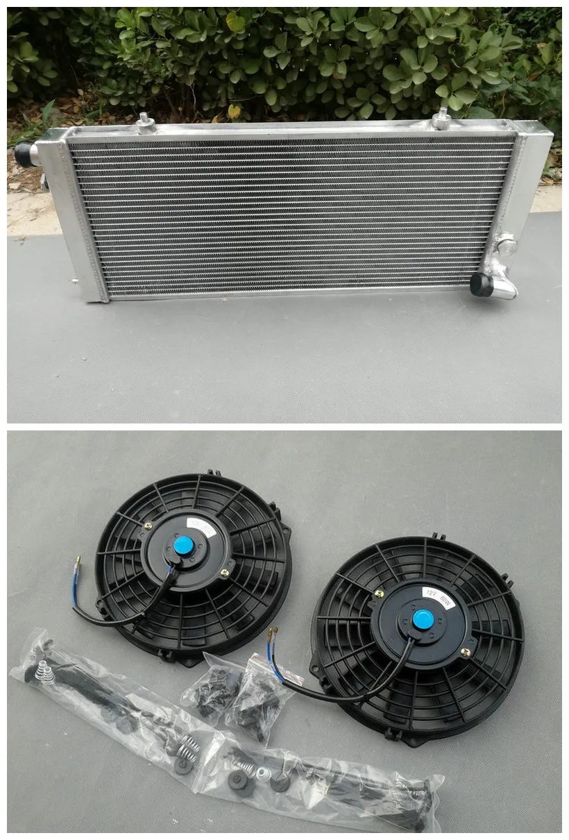 Горячая Распродажа 2 алюминиевый радиатор с сердечником и вентилятор * для PEUGEOT 205
