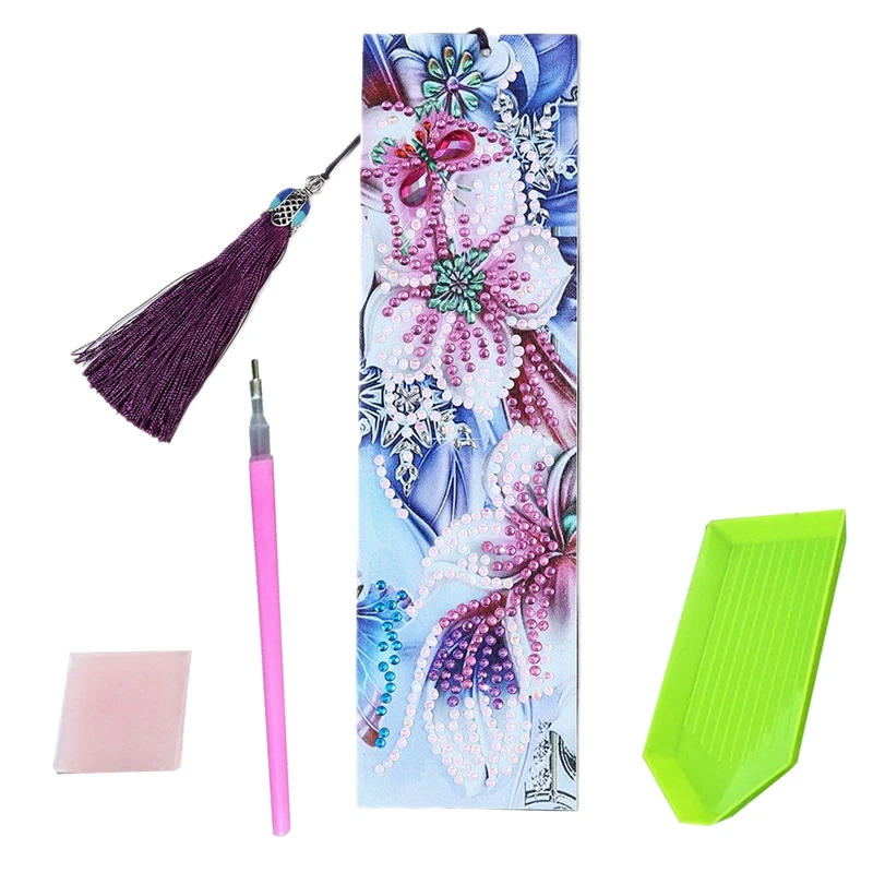 Сделай Сам Бабочка цветочный узор в форме бриллианта картина кожа Закладка