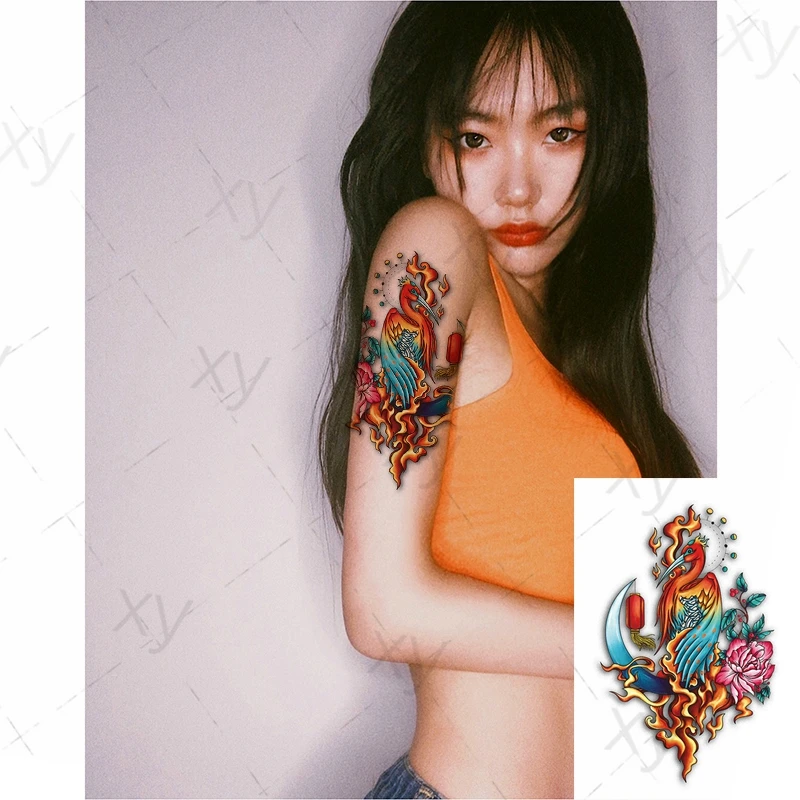 Водостойкая Временная тату-наклейка корона цветок змея флэш-тату для женщин