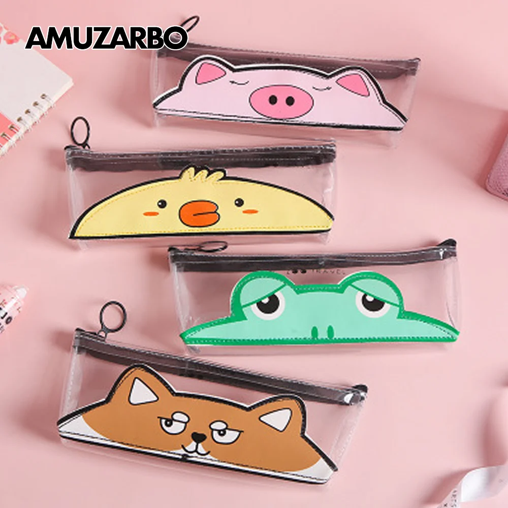 Милый чехол для карандашей учеников сумка хранения милых цыплят свиньи лягушки
