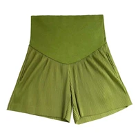 avocado green maternity pants for pregnant women 2colors chiffon pregnancy clothes outer wear women maternity pleated shorts