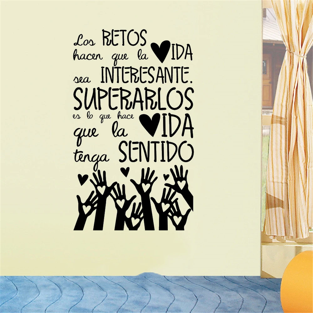 

Wall Stickers With Motivating Phrase LOS RETOS HACEN QUE Spanish Quotes Decorative Decals Poster Vinyl Livingroom Murals RU2031