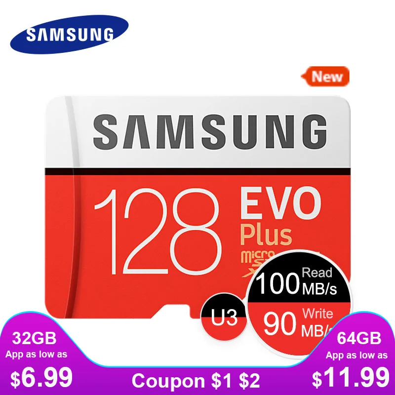 SAMSUNG новые карты памяти Micro SD карты EVO+ 128 ГБ 64 ГБ 32 ГБ 95 МБ/с. 100 МБ/с. C10 SDHC SDXC U1 U3 карты памяти 64 г 32 г карта карта памяти для телефона микро сд карта памяти micro sd