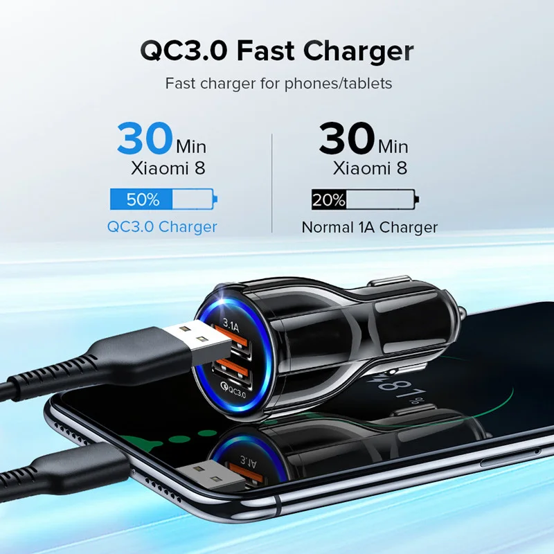 Автомобильное зарядное устройство USB C для Xiaomi Mi Poco M3 X3 NFC A2 A3 8 9 Lite Redmi Note 8T 9T Pro 30W QC 3 0