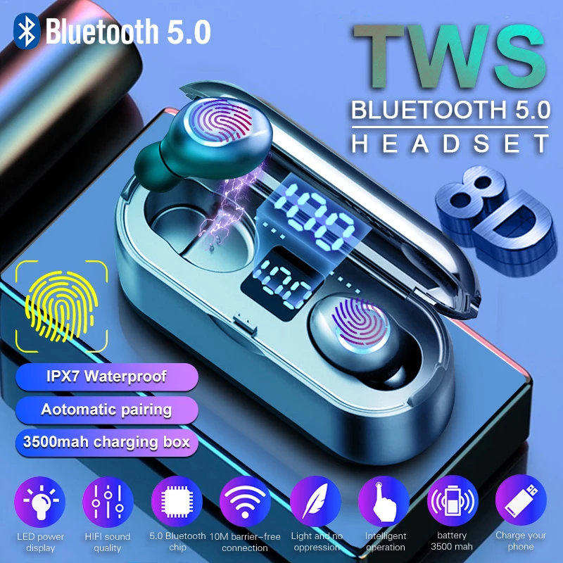 Беспроводные наушники Bluetooth 5 0 LED дисплей F9 PK S11 TWS вкладыши 8D стерео гарнитура с