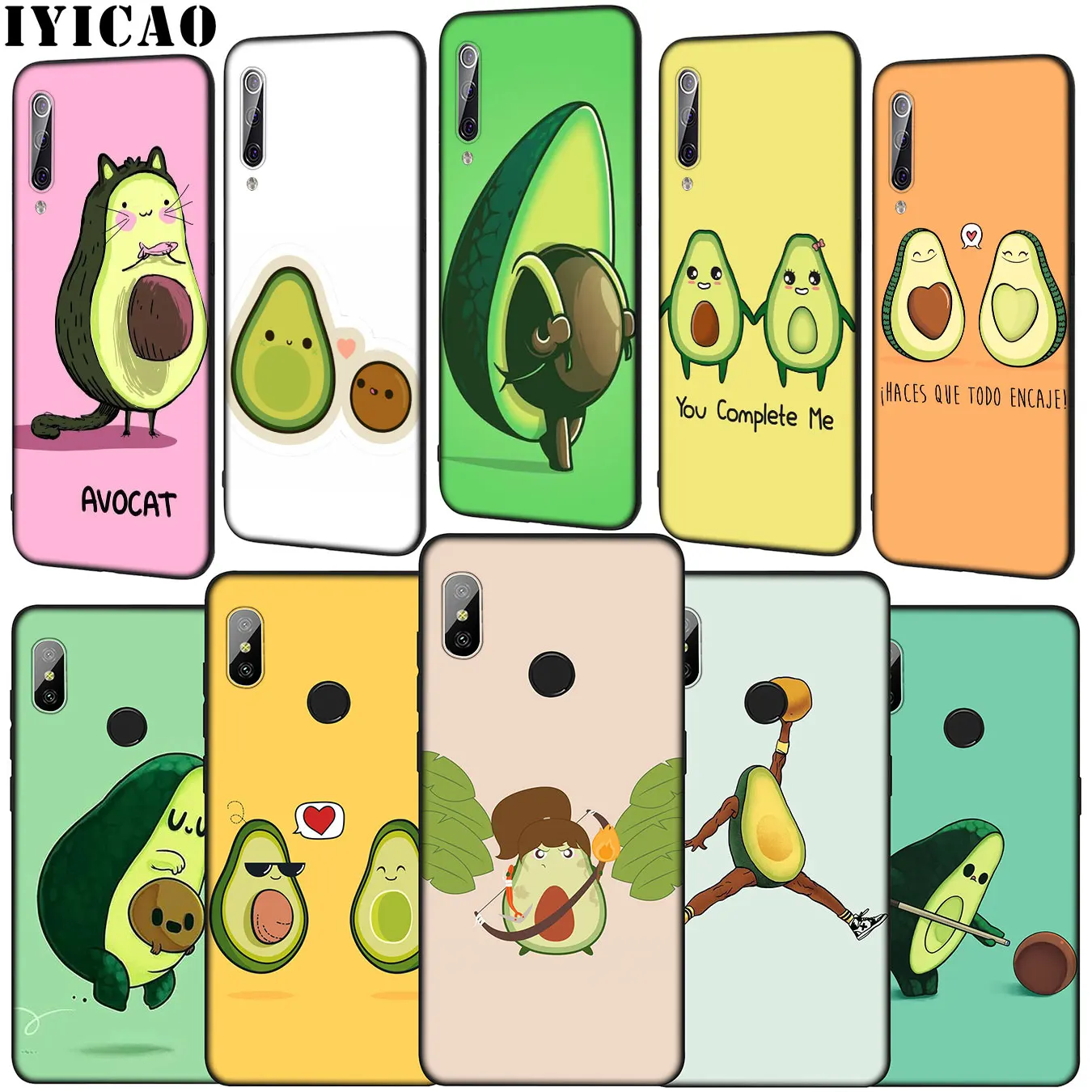 IYICAO милые авокадо художественный принт черный мягкий чехол для телефона Xiaomi mi 9 9T
