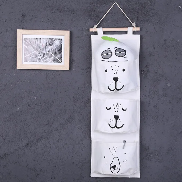 Подвесной органайзер с 3 кармашками мультяшная подвесная сумка для хранения