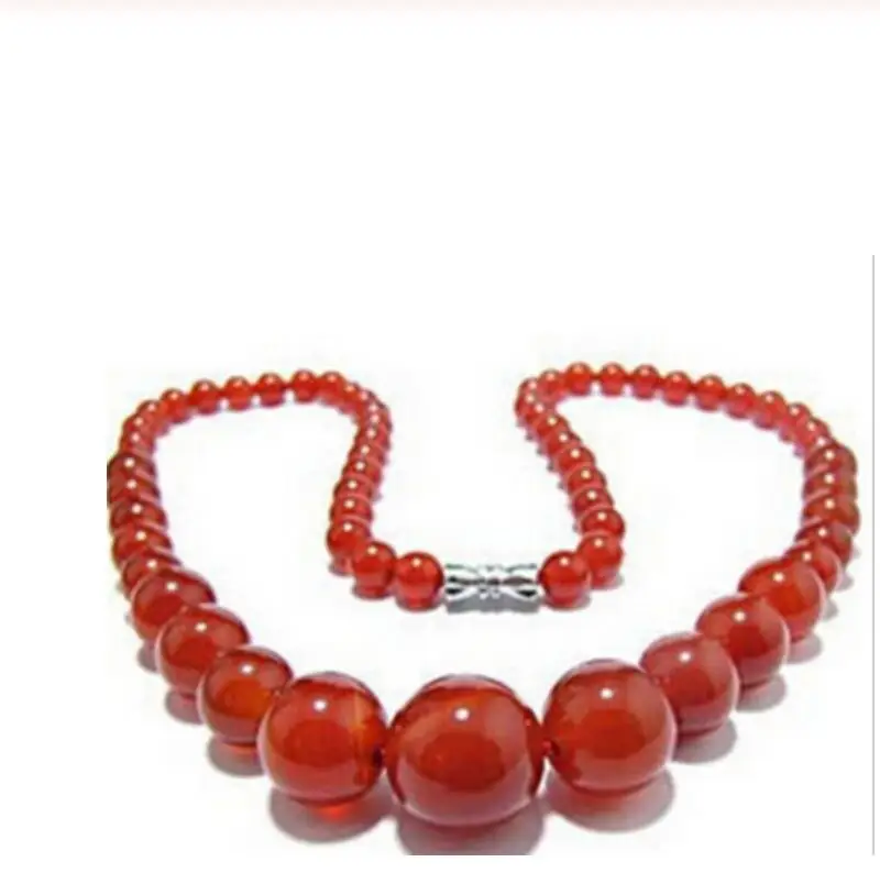 

Beautiful 6-14mm Red Round jade Beads Necklace 17" AAA+