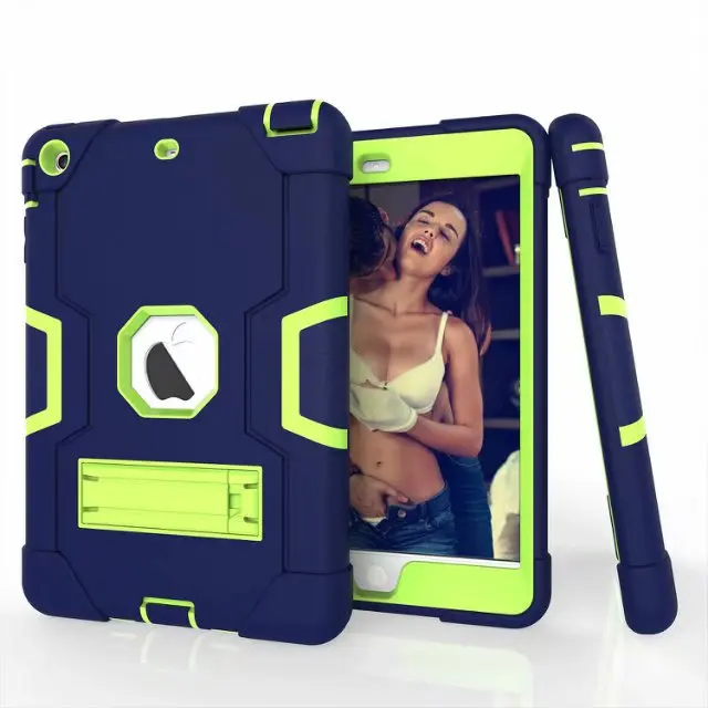 navy green IBuyiWin тяжелый противоударный силиконовый чехол для iPad Mini 2 3 7," планшет Funda Обложка copue Чехол+ пленка для экрана+ ручка - Цвет: navy green