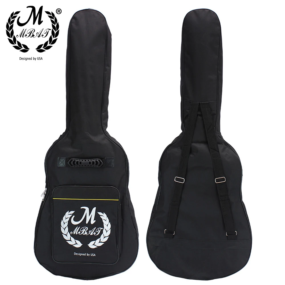 

M MBAT Waterproof Oxford Fabric Guitar Bag Double Strap Padded Black Case Classical Acoustic Guitar Gig Backpack For 40" 41"