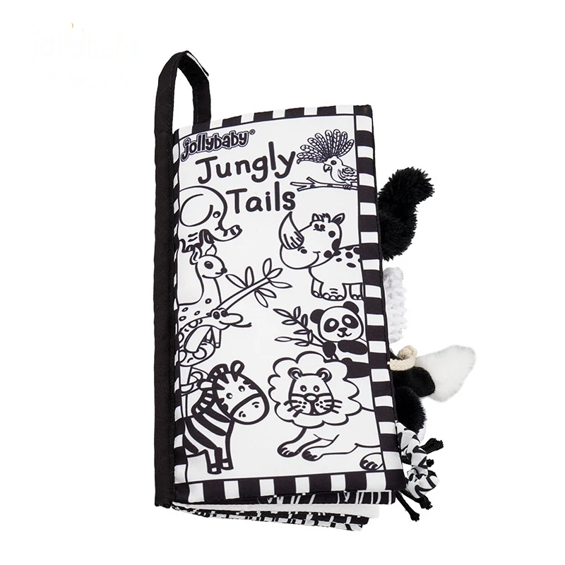 

Baby Cloth Book Baby Newborn Soft Cloth Book Baby Quiet Book Early Education Black and White Tail Cloth Book Visual Stimulation