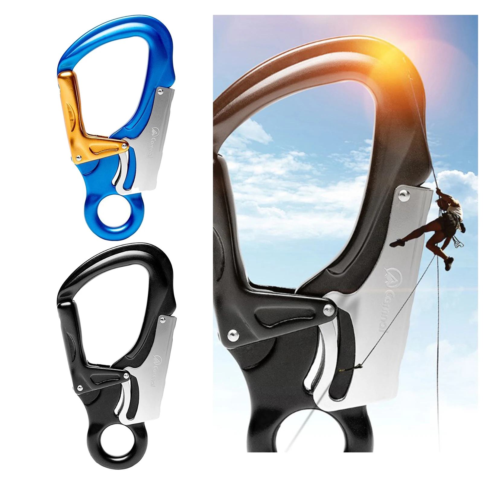 

35KN Heavy Duty D-Shape Climbing Carabiner Auto Locking Clip Rock Hook Buckle