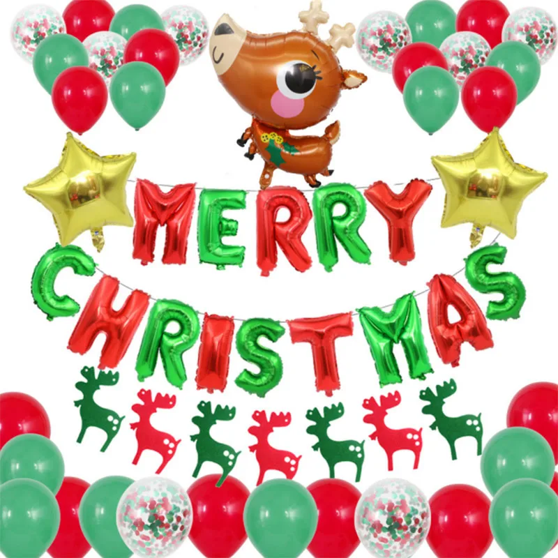

Christmas Balloons XMAS Decoration Sticker Banner Helium Balloon New Year Merry Christmas Festival Party DIY Decorations