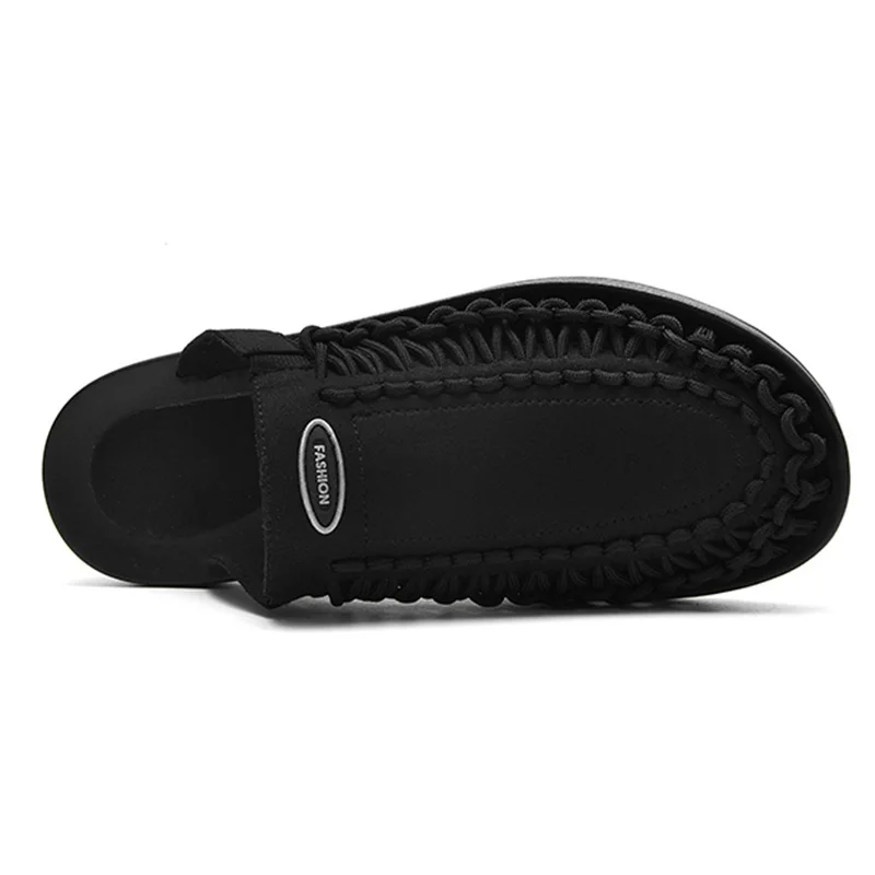 

LIN KING New Style Black Slipppers For Men Retro Gladiator Summer Shoes Casual Beach Slippers Anti Skid Outdoor Man Slides Shoes