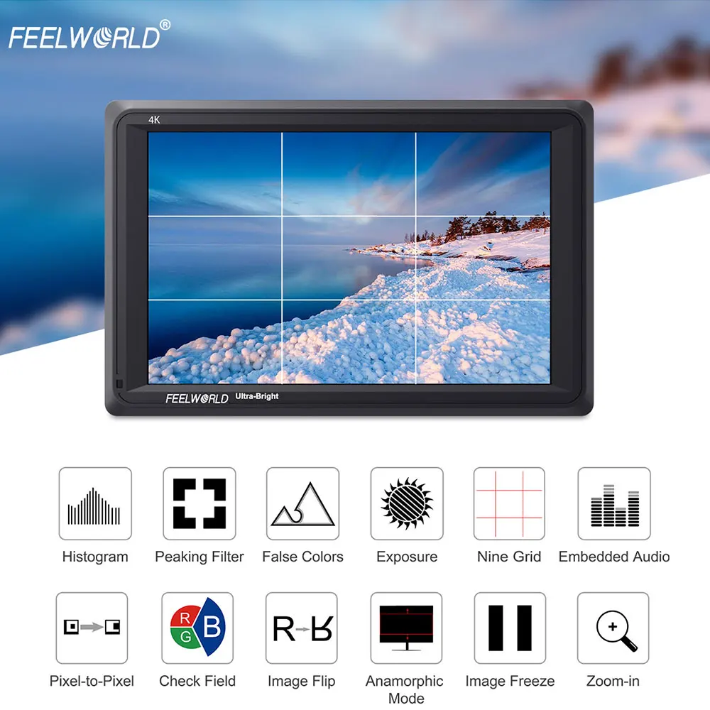 Фото Монитор Feelworld FW279L, 2200 нит, 7-дюймовый IPS-монитор для камеры 4K HDMI 1920X120 0, ЖК-монитор для DSLR-камеры s с кронштейном №3