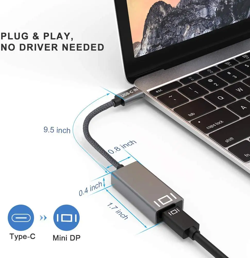 Onvian USB 3 1 Type C к Mini DisplayPort адаптер дисплея 4K 60Hz DP для MacBook Pro iMac Monitor| |
