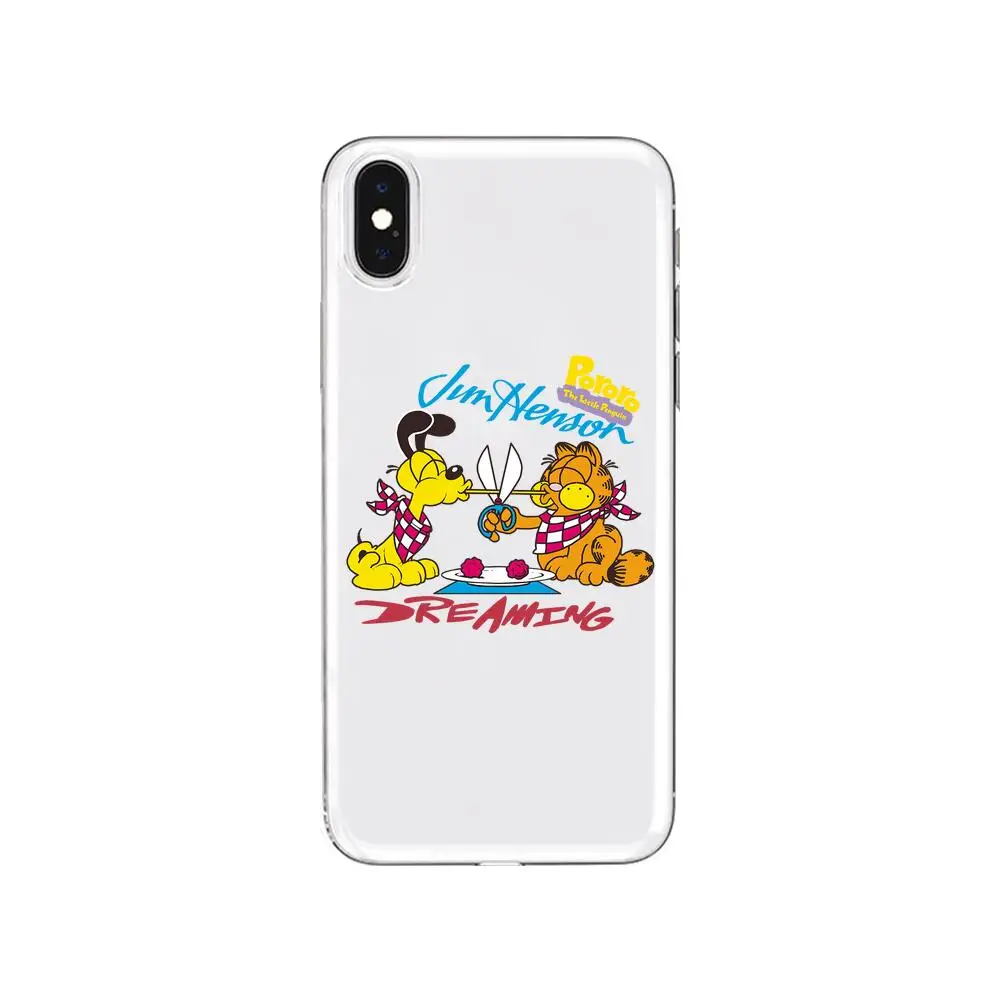

Cute Cartoon anime Garfield Couple Anime Transparent Phone cover hull For SamSung Galaxy S 8 9 10 20 21 S30 Plus Edge E S20fe 5