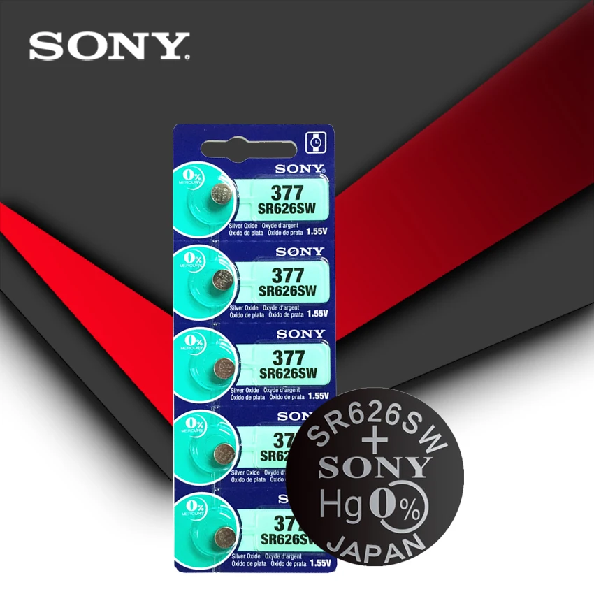 100 шт. Sony 100% оригинал 377 SR626SW SR626 AG4 1 55 в серебряный оксид батарейка для часов