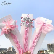 Cinta elástica para el pelo de princesa para niña, peluca trenzada giratoria, lazo de encaje, lentejuelas, copo de nieve, lazos para el pelo, diadema (1)