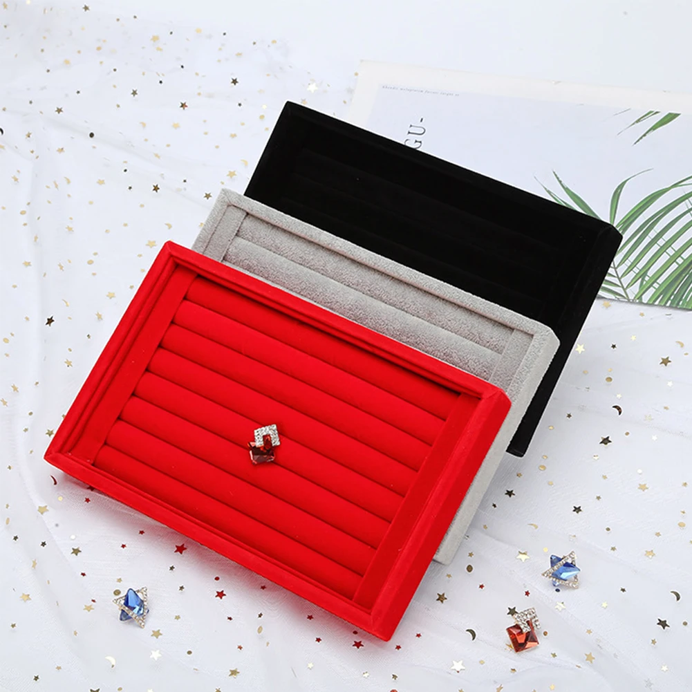 7 ячеек модный портативный бархатный органайзер для ювелирных украшений колец