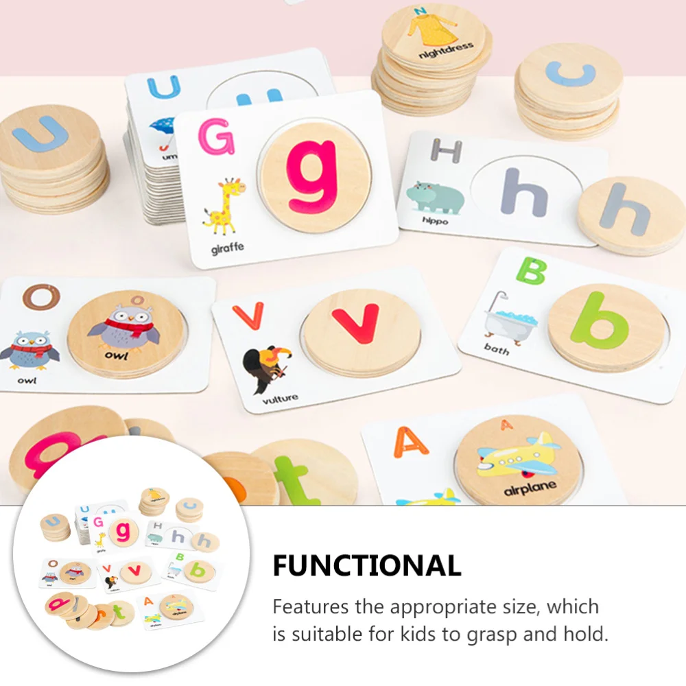 

1 Set of Wooden Children's Spelling Learning Toys Funny Matching Words Cards