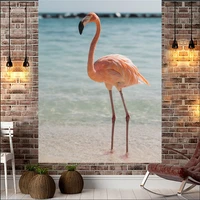 polyester flamingo tapestry wall art tapestries tropical home decorative door curtain living room bedspread sheet table cloth