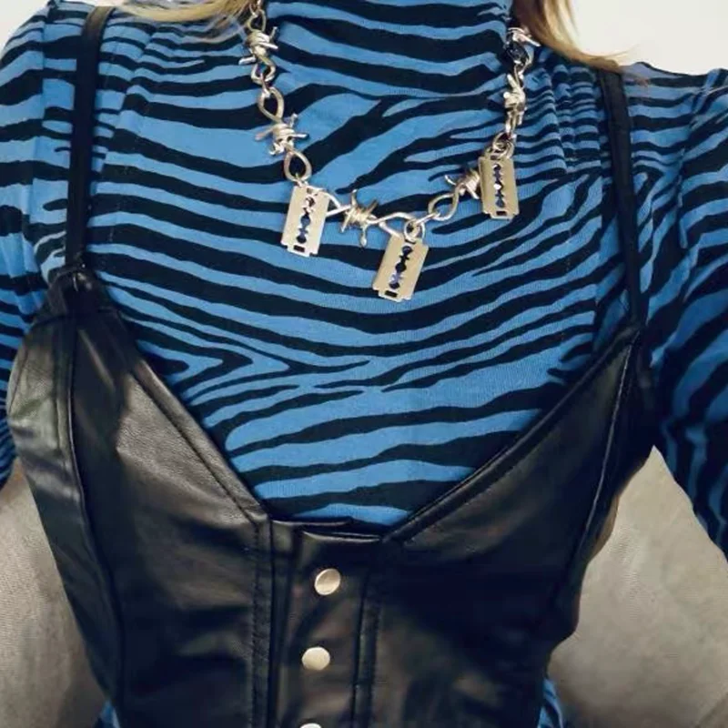 Ожерелье из колючей проволоки ожерелье в стиле хип хоп с шипами браслет панк рок