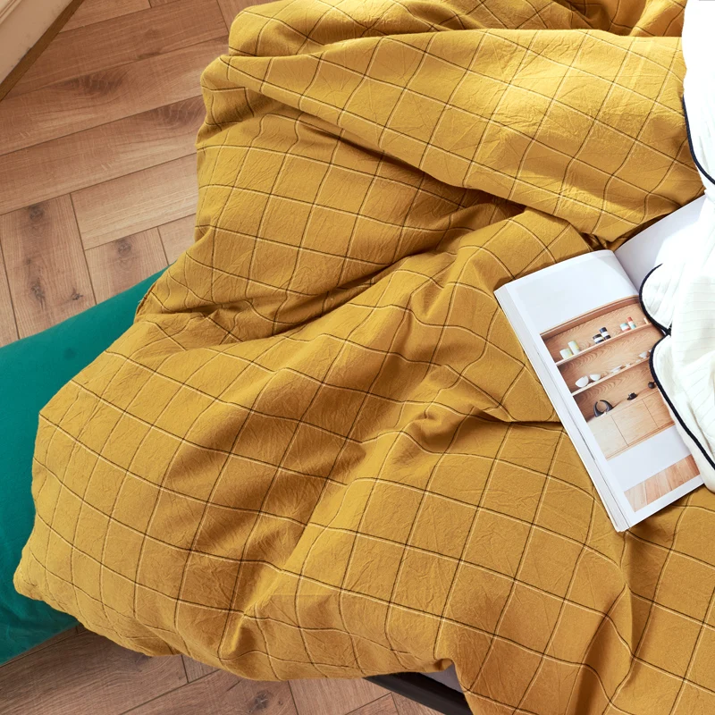 

100% cotton Bedding Set 4 Colors Duvet Cover Bedspreads Green lattice For Home Single Double Bed Cover Sheets Sets on the bed
