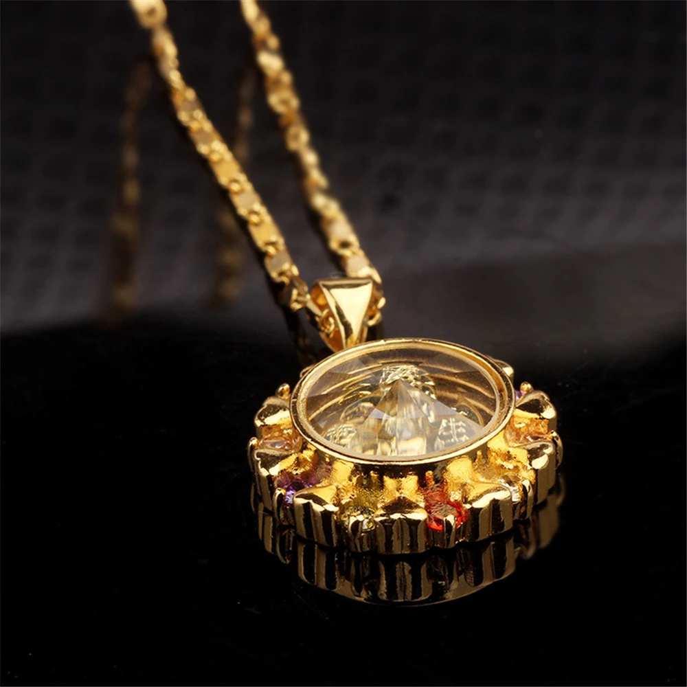 

Loredana Fashionable Delicate Transparent Colorful Zircon Gold Lucky Windmill Necklace For Women.Most Sincere Protection For You