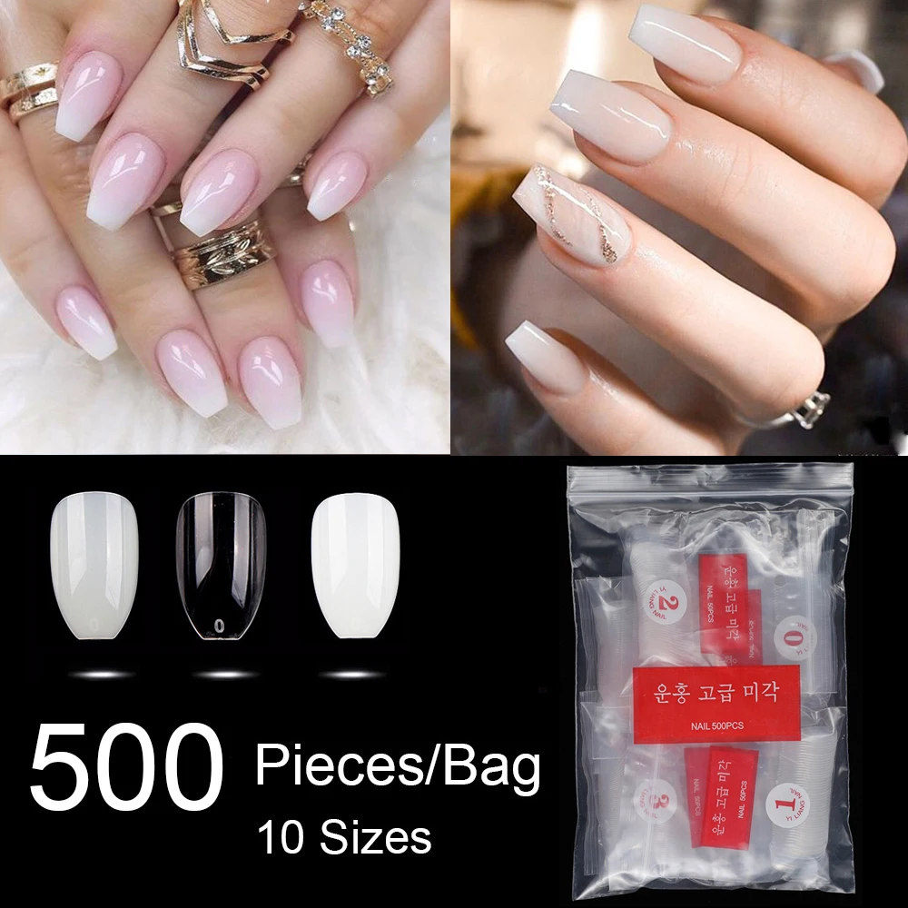 500 шт./упак. короткие ногти для гроба прозрачные натуральные белые балерины
