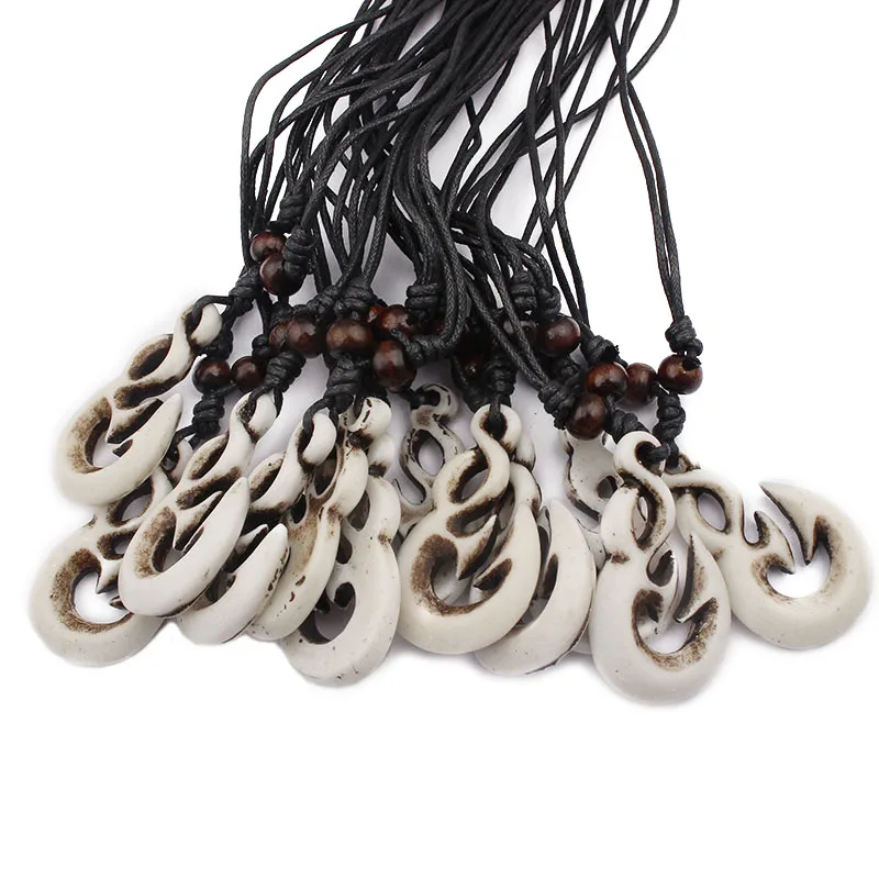 12 шт. этнический треугольник маори Бесконечность рыбы Крючки смола кулон черный