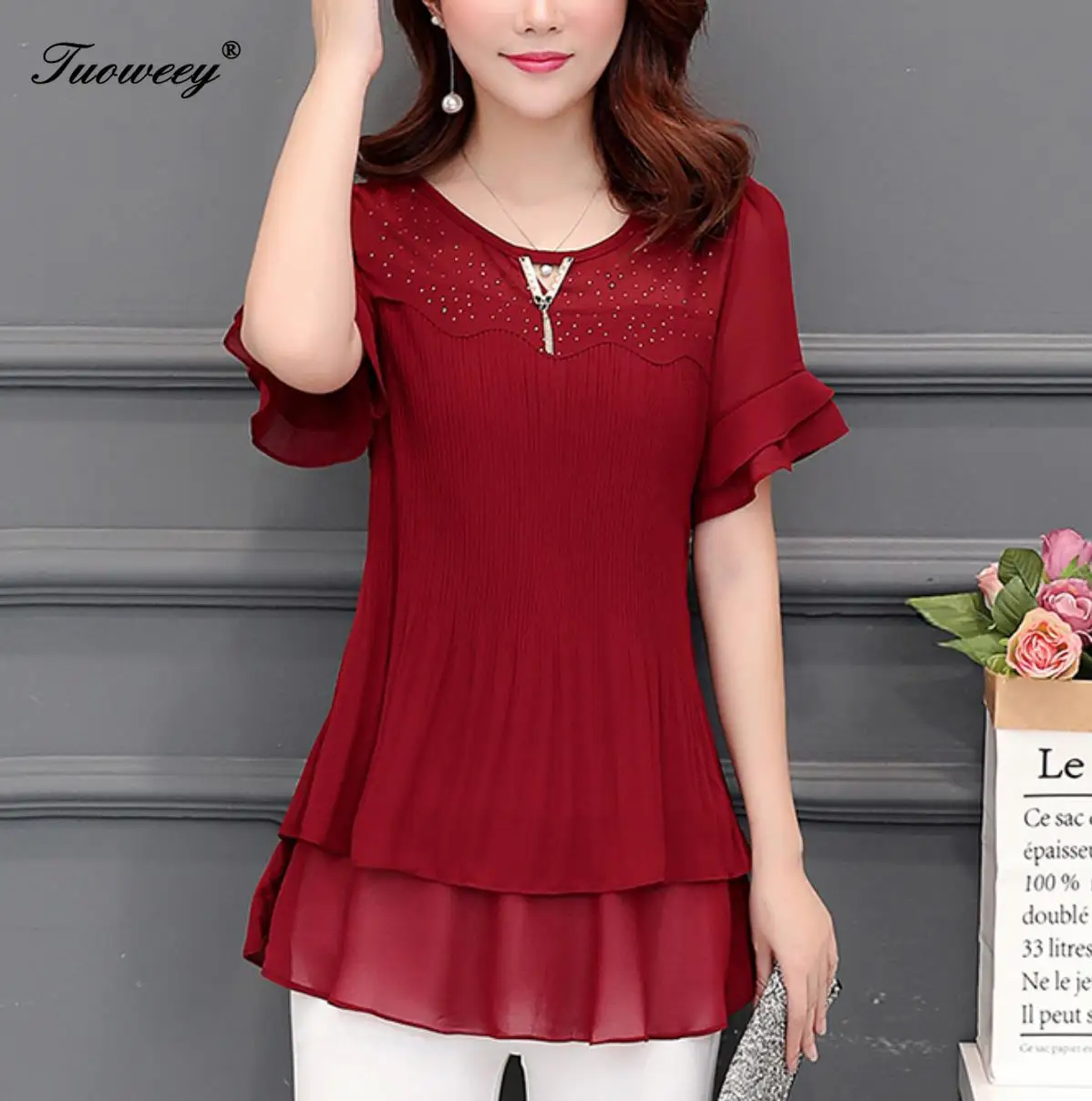 Blusas mujer de moda 2019 черная Свободная шифоновая блузка женские рубашки с коротким