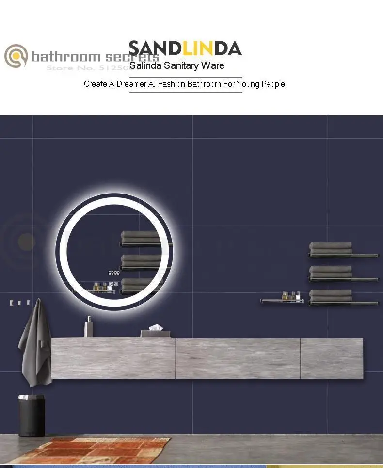 Smart Mirror Touch Screen Led Luminescent Lamp Antifogging Bathroom Mirror Washroom Mirror Wall Hangs Round Mirror Wall