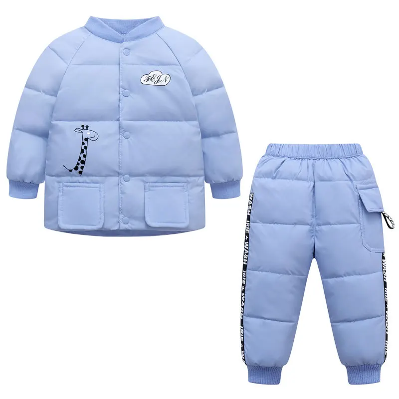 

Kids Down Sets 2Pcs Down Jackets And Pants Suits Thickened Warm Winter Toddlers Wear Solid Children Down Coats Set