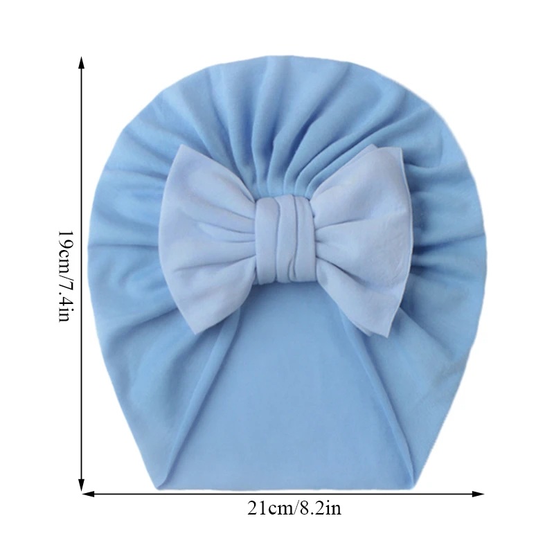 

Cute Sweet Baby Turban Hat Candy Color Bowknot Newborn Baby Boy Girls Headwraps Soft High Elastic Caps For Small Baby