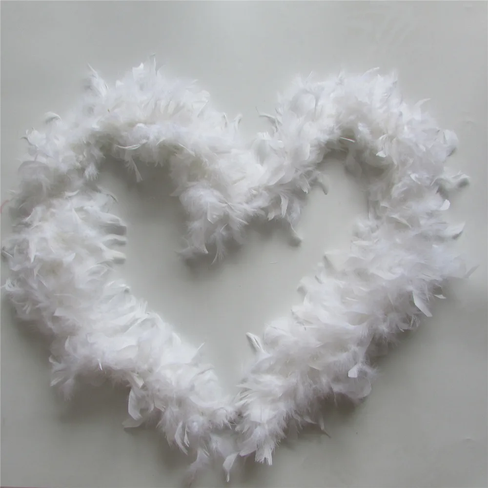 Длина 2 метра натуральный пушистый белый индюк перо боа DIY украшения для