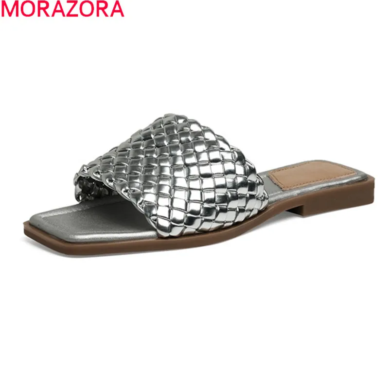 

MORAZORA 2021 Big Size 33-43 Women Slippers Comfortable Flat Heel Ladies Casual Shoes Summer Solid Color Mules Shoes