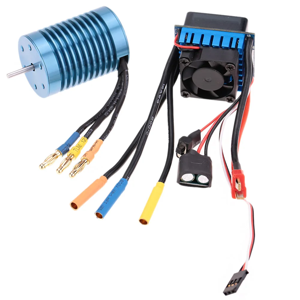 

Миниатюрный бесщёточный электродвигатель 4370 3650KV 4P Sensorless 60A Speed Controller RC Brushless Motor для радиоуправляемого автомобиля 1/10 внедорожника