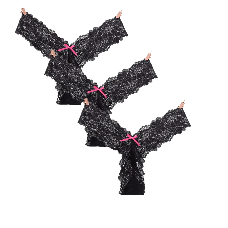 3 шт./лот полностью кружевные женские стринги размера плюс супер нижнее белье