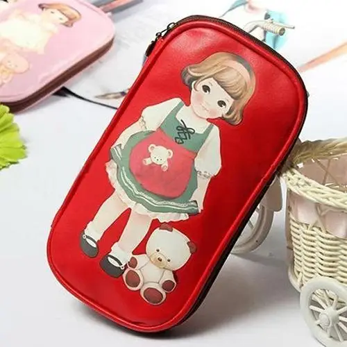 

2021 Women Cute Pencil Case Cartoon Doll Girl Pattern Pen Pencil Case Bag Cosmetic Makeup Bag estojo escolar material escolar