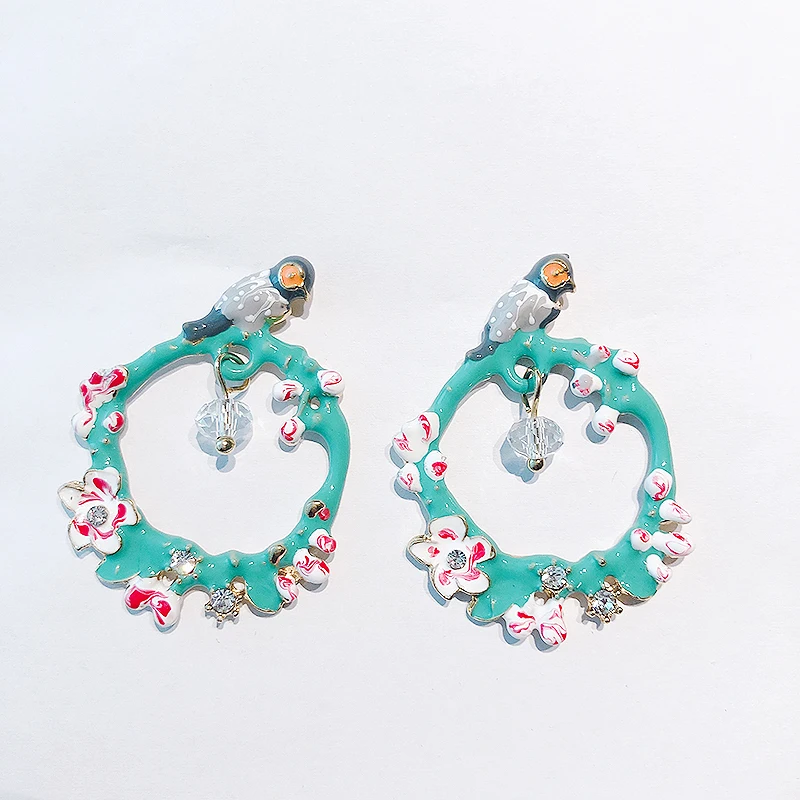 JZTOP 2019 Модные женские длинные серьги гвоздики очаровательные эмалевые в виде