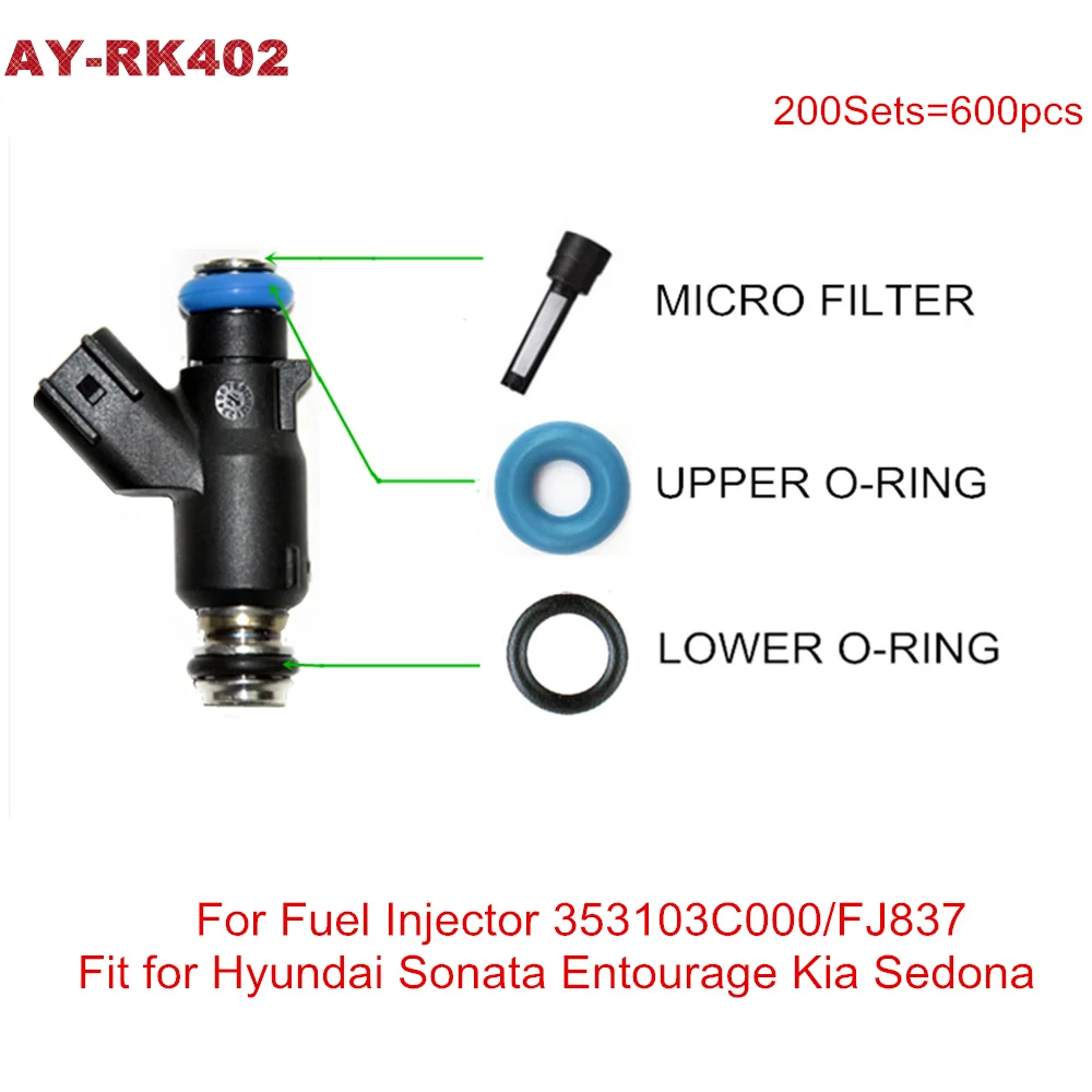 200 комплектов для 35310-3C000 FJ837 ремонтные наборы деталей топливной форсунки для Hyundai Sonata Entourage Kia Sedona