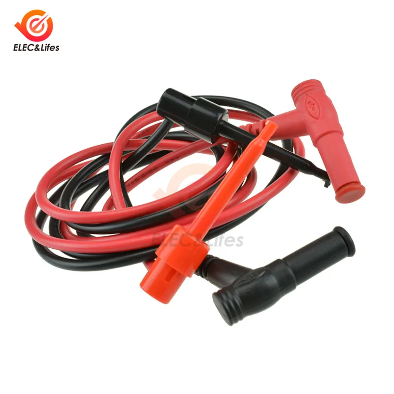 

1Pair/2Pcs 4mm Safety Protective Case Banana Plug to Test Hook Cable/Multimeter Pen Hook Convert Cable/Test Hook with 1m Cable